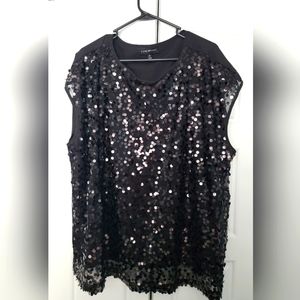 Plus size black sequin blouse